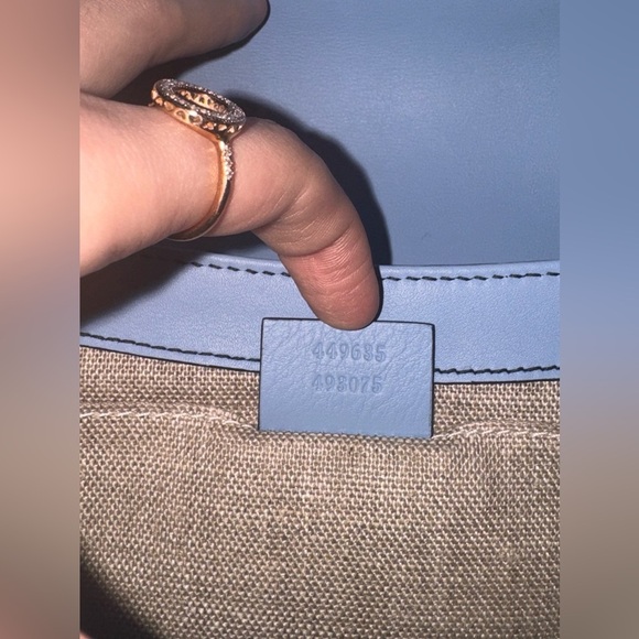 It’s a Gucci Emily chain flap GG shoulder bag (baby blue) - Picture 7 of 8